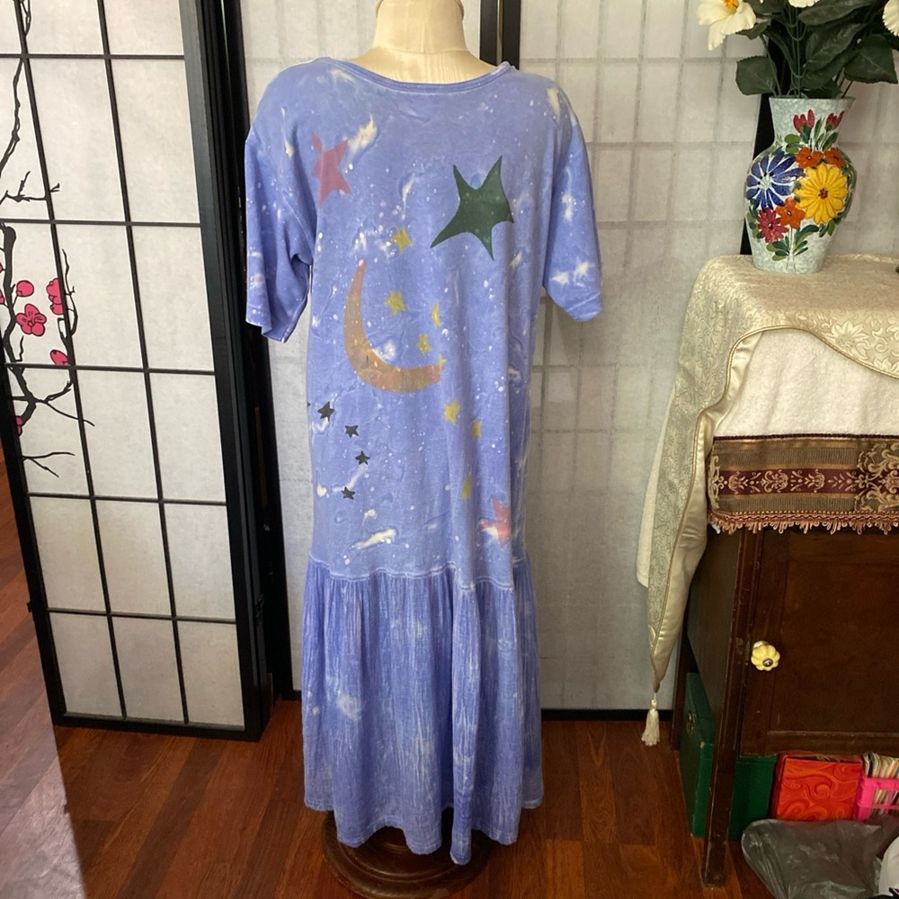 Sloop Jones Signed Dress 1 SZ Resort Wear Beachy Vacation Artsy Bohemian Midi - Picture 4 of 16